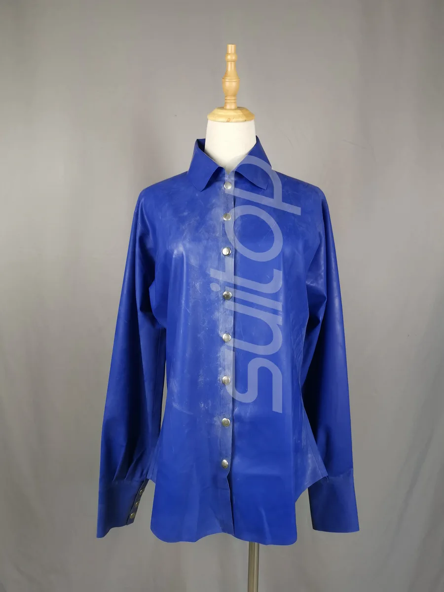 Women's latex blouse in blue