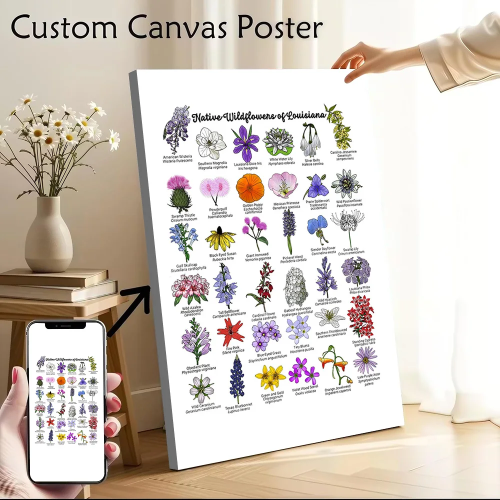 Native Wildflowers of Louisiana Printed Canvas Poster Custom Pictures Wall Art Canvas Painting for Luxury Decoration Wand Deko