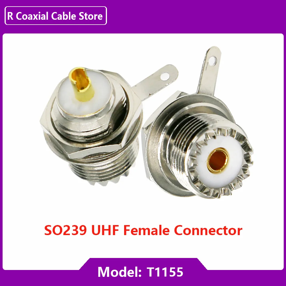 UHF SO239 Bulkhead Female With SL16 Nut M Gasket Panel Chassis Mount Flange Solder Cup RF Coaxial Connector Coax Antenna Adapter