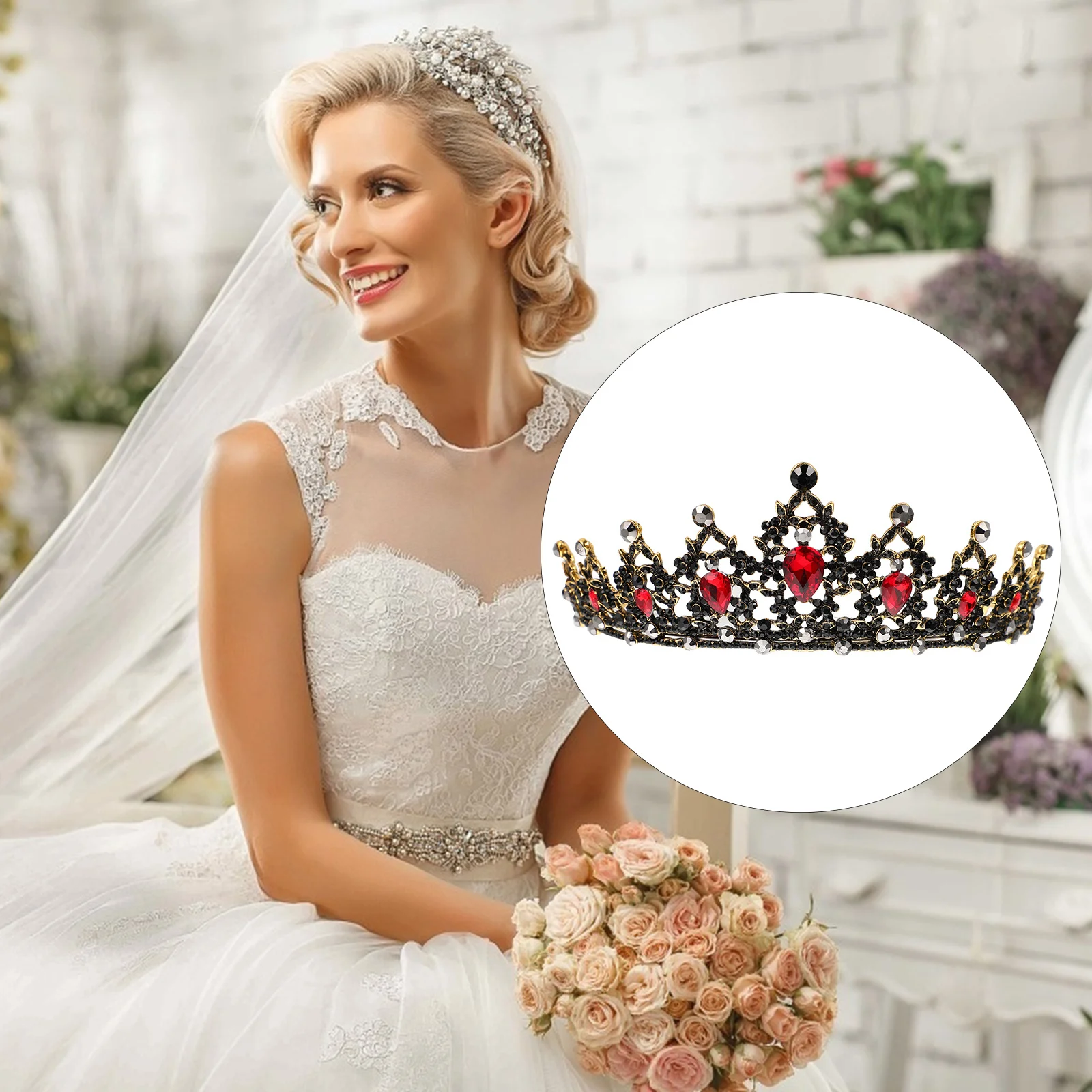 حجر الراين تاج خمر غطاء الرأس الزفاف الباروك الزفاف خوذة أنيقة حزب الشعر مجوهرات اكسسوارات تاج العروس