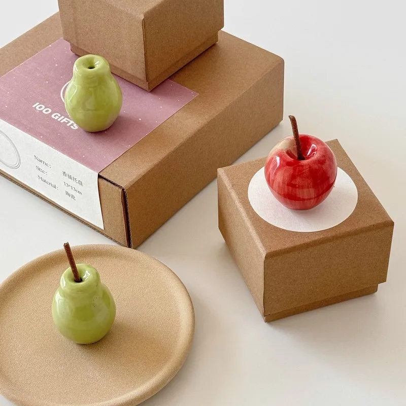 

Apple Line Incense Holder for Sticks Ceramic Handmade Household Incense Burner Decorative Ornament Gift Creative Holes Design
