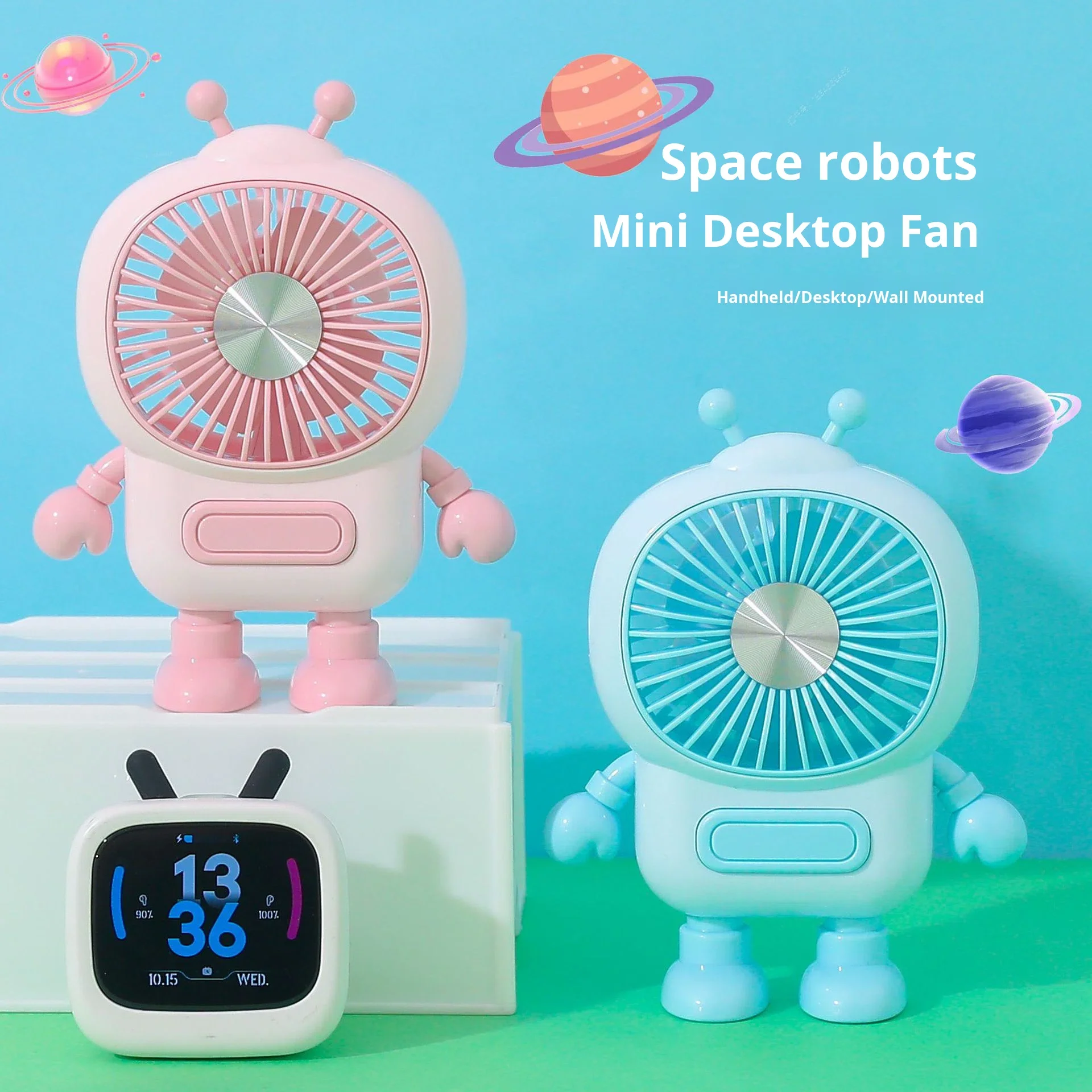 Factory Direct Sales Mini Handheld Wearable Three-Speed Cartoon Portable Summer Student Cute USB Charging Fan Brushless Motor