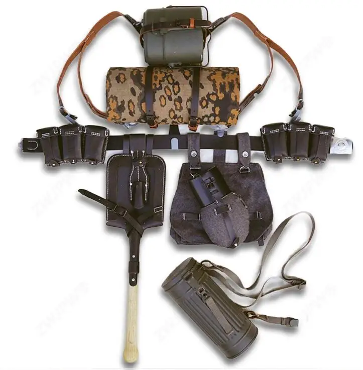 Germany Military Equipment Group Water Kettle Lunch Box A Frame Shovel Poncho Tent Belt