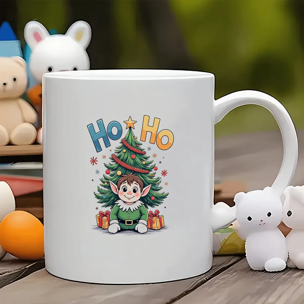 Taza navideña de dibujos animados de 11oz + taza con temática festiva, regalo de Navidad, taza para niños, juego de tazas de café para oficina familiar