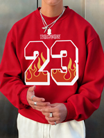 Boston Number 23 Fire Printed Sweatshirt Men Autumn Loose Sportswear Casual Hipster Soft Pullover Hip Hop Fashions Clothes