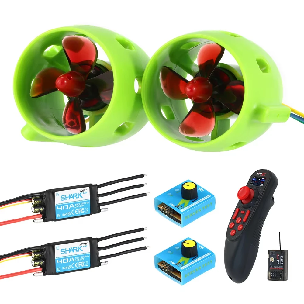 Wasserdichter Unterwasser-Thruster CW CCW 4-Blatt-Propeller Kanalpropulsionsmotor / Shark 40A ESC Bidirektional für RC-Boot ROV DIY
