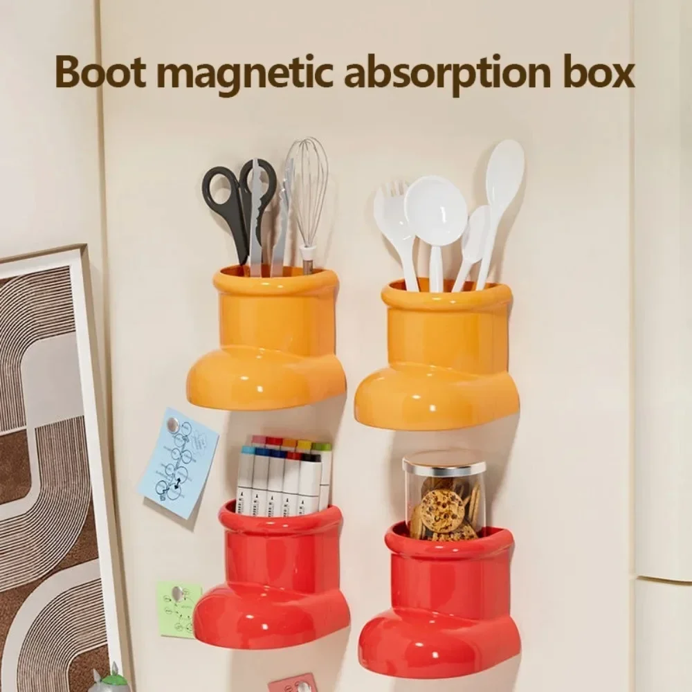 Cute Boots Magnetic Suction Refrigerator Wall Mounted Storage Box Creative Snack and Small Item Storage Kitchen Organizer Rack