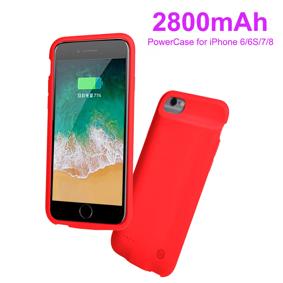 

2800mAh Battery Charger Case for iPhone 6 6s 7 8 Power Bank Charging Ultra Slim External Back Pack