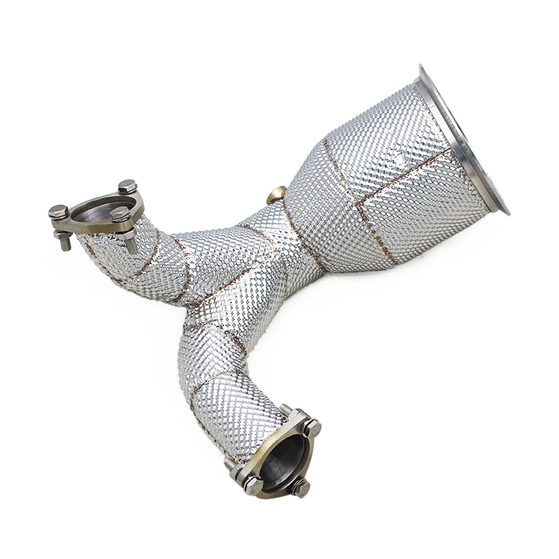 

YK Free Flow Exhaust Downpipe In Stock For AUDI S4/S5 B9 3.0T 2019-2023 Heat Shield Stainless Steel 1.5mm 3 Year Warranty