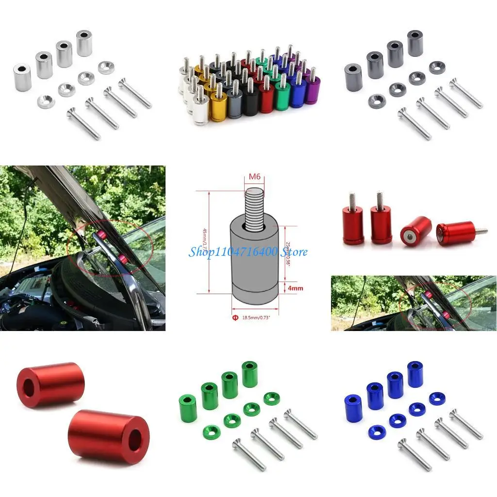 

y1gd Aluminum Racing Car Hood Vent Spacer Riser M6x45mm Bolt Universal