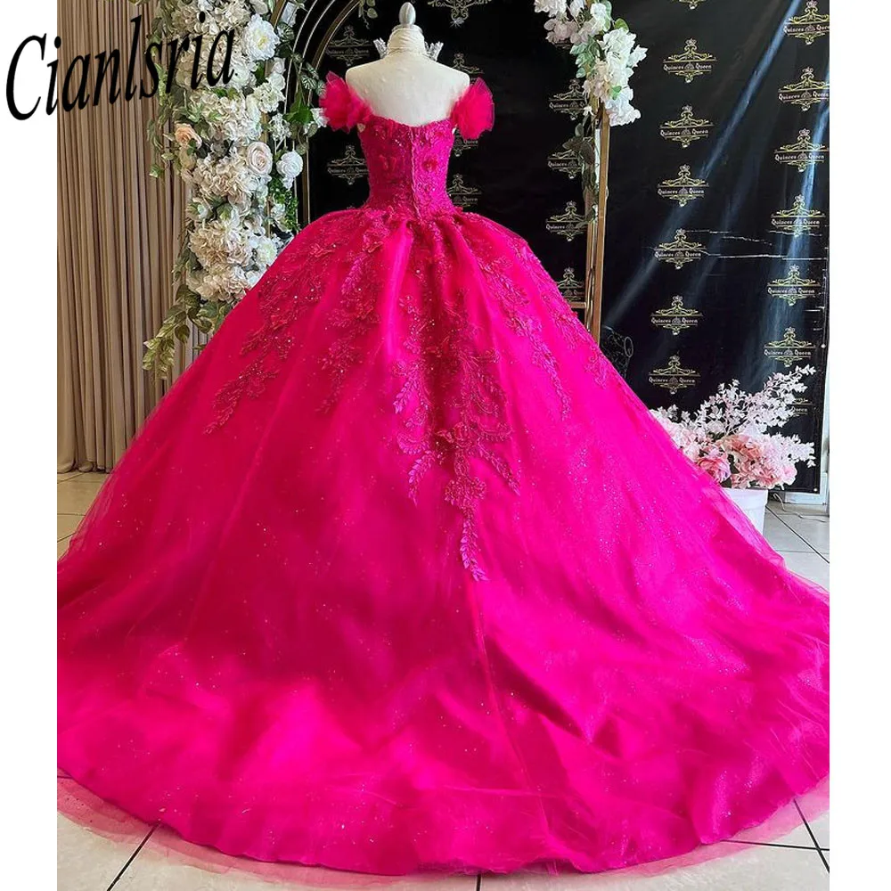 Vestido De encaje para quinceañera, vestido De baile con apliques De cuentas, hombros descubiertos, dulce 16, con cordones, 15 Años