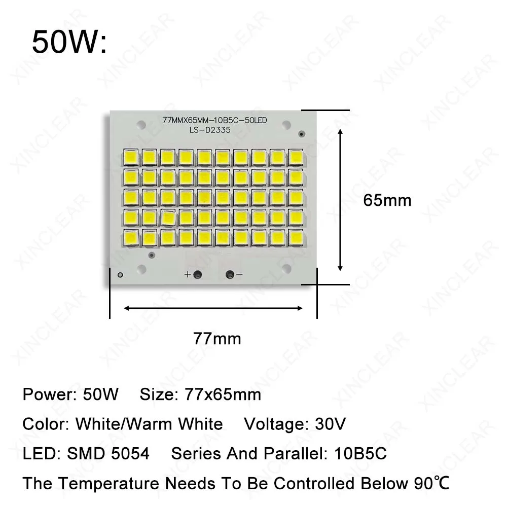 High Power LED Light Board 10W White Warm White DC30V SMD COB 5054 Chips 50x50mm PCB Lamp Beads Board For Floodlight Street Lamp