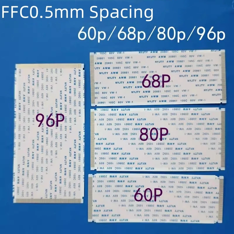 1pcs Gold-plated Wide Side Inner Card FFC Flat Cable 60/68/80/96p for LCD TV Advertising Machine