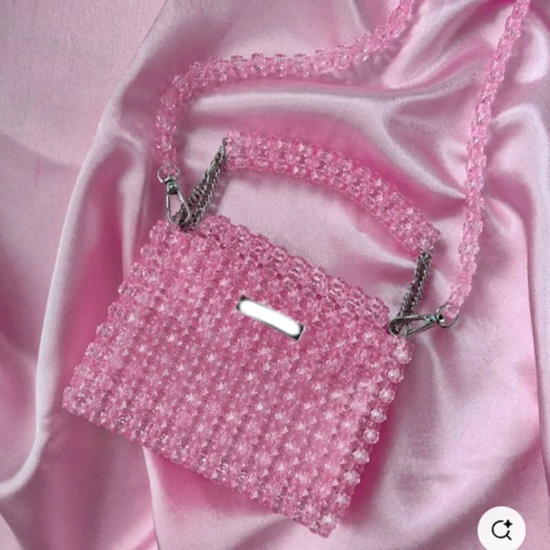 

Настраиваемый цветной логотип, простая повседневная маленькая квадратная сумка, однотонная универсальная женская сумка с откидной крышкой из бисера, новинка в сумочке