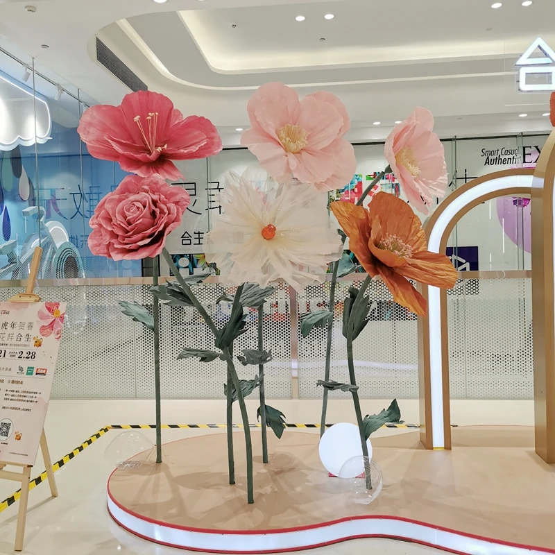 Large paper flower wedding road lead shop window art gallery  celebrity clock-in photography three-dimensional paper flower