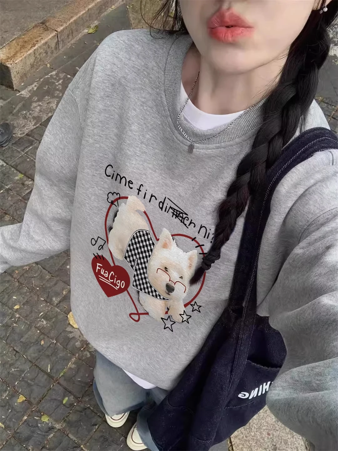 

Женская толстовка без капюшона больших размеров (до 300 фунтов), утепленная флисом, с длинными рукавами, осенне-зимняя, свободного кроя, повседневная, с принтом