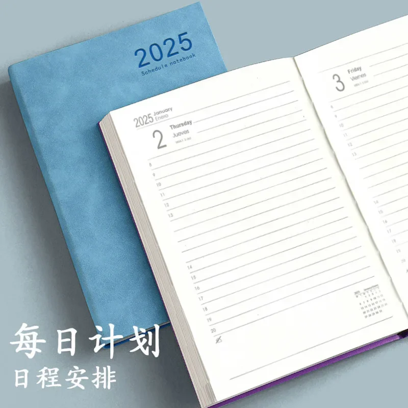 2025 new calendar book English time management efficiency a5 self-discipline clock in plan book super thick notebook