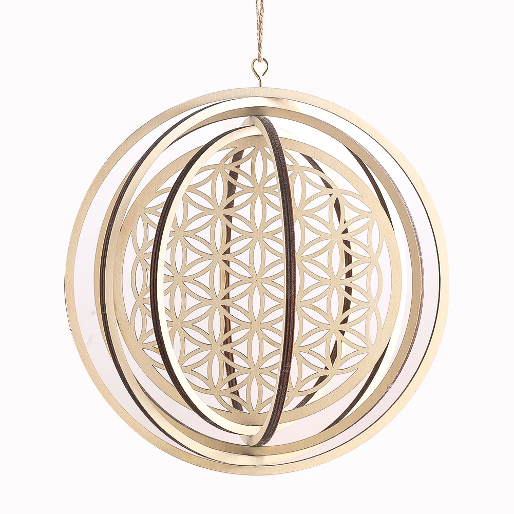 Flower of Life Shape Wooden Round Wall Sign Laser Cut Handmade Crafts Sacred Meditation Energy Geometry Ornament Hanging Decor
