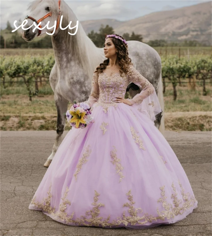 Fada luz roxa vestidos de 15 quinceañera princesa mangas fuff vestidos de 15 anos apliques rendas aniversário baile personalizado