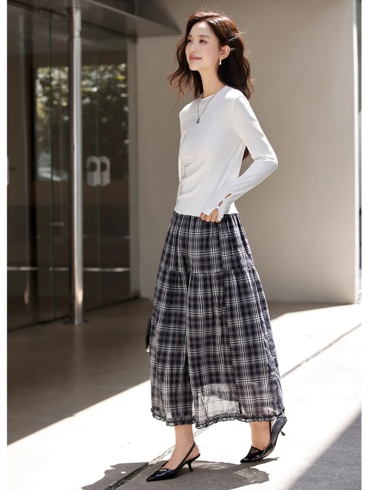 VIMLY Women's Long Sleeve White T-shirts Casual Ruched Crew Neck Ladies Tops Autumn 2025 New Knitted Slim Fit Female Tees A2389