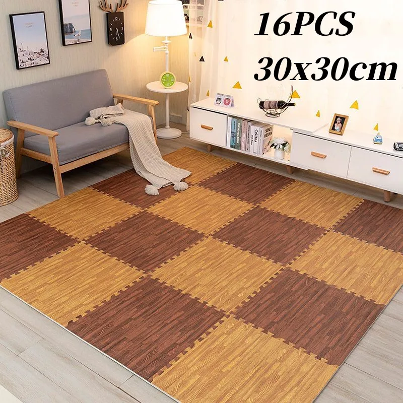 

16PCS Floor Mats Wood Grain Play Mats Baby Game Mat 30x30cm Baby Mat Foam Floor Mat Tatame Foot Mat Puzzle Mat Crawling Mats