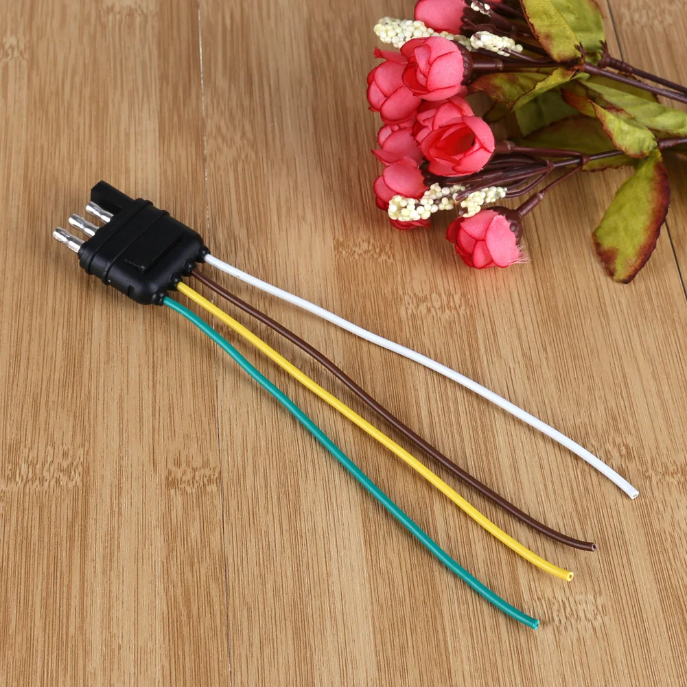 4 Pin Plug Adapter Flat Wiring Harness Kit Electrical Converter Trailer Connector US Standard Round Hole Trailer Plug Car Parts