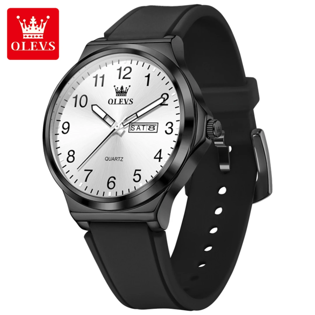 

OLEVS 5647, кварцевые модные часы, подарок, силиконовый ремешок для часов, наручные часы с круглым циферблатом, дисплей недели, светящийся календарь
