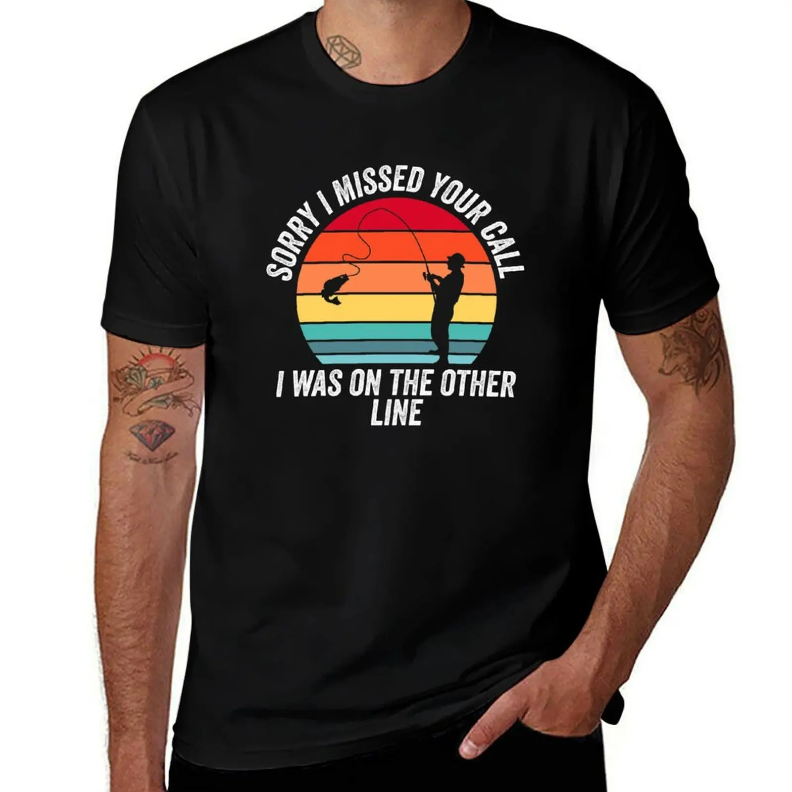 Sorry I Missed Your Call I was On The Other Line Fishing Dad Grandpa Fishermen Fish Lovers T-Shirt Trend Art Print T-Shirt