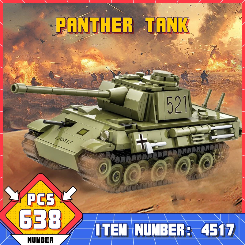 

WG4517 World War 2 Military SWAT Main Battle Tank Assemble Building Blocks Ideas Army Soldiers Bricks Children's Toys Gifts