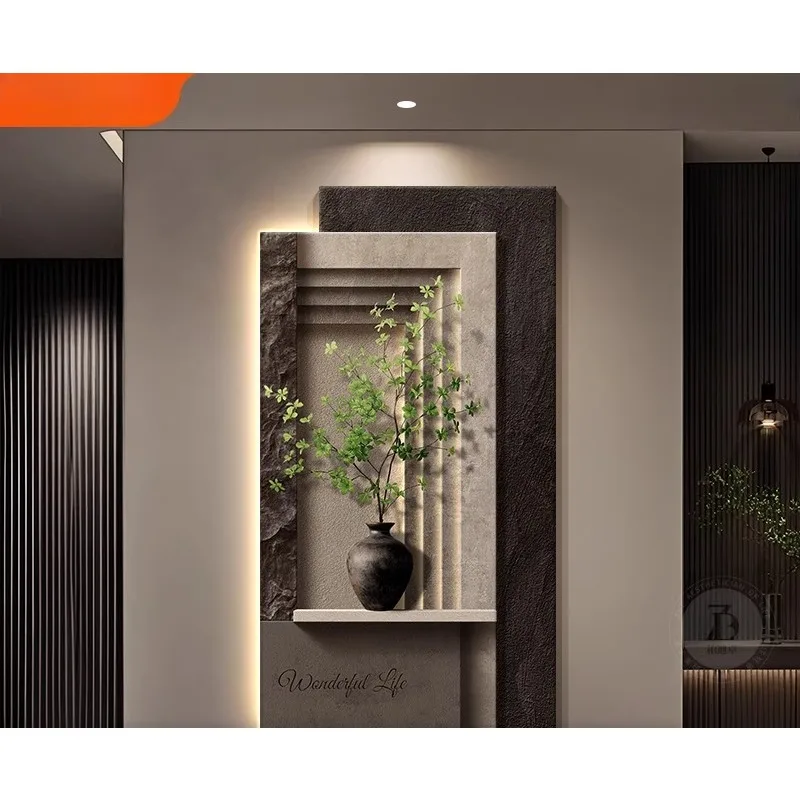 Entrance induction painting three-dimensional sandstone entrance door decorative painting abstract geometric corridor wall lamp