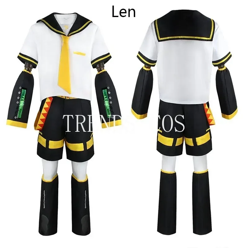 Fantasia de Cosplay de Kagamine Len e Rin, Uniforme com Mangas e Leggings, Headwear para Comic Con, Roupas