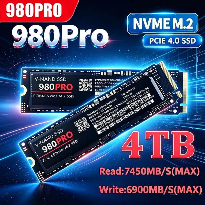 980 Pro M2 2280 NVMe High Speed SSD Hard Disk 1/2/4TB Option, High Read Write Speed Solid State Drive Perfect for PS5 Gaming Mac
