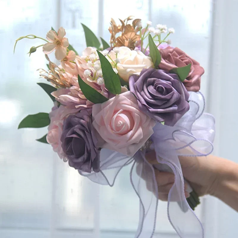 Bouquets de Roses Bleues pour Patients Demoiselle d'Honneur, Décoration de ixde Mariage, Douche de Patients, Charnière, 1 Pièce