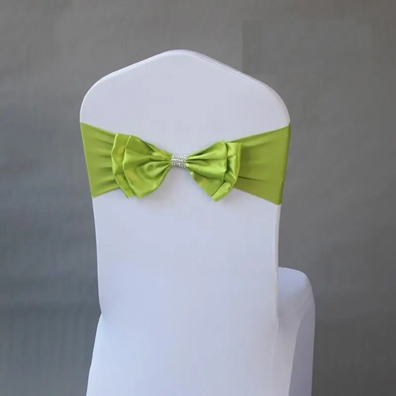50 Pieces Wedding Decoration Birthday Party Chair Sash Bow Tie Spandex Band Ready Made For Banquet Hotel Luxury Satin Chair Sash
