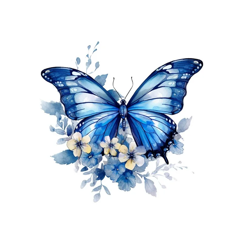Blue Butterfly Flower Wall Stickers Decoration For Bedroom Living Room Self Adhesive Wall Decals PVC Mural Stickers 29*30CM