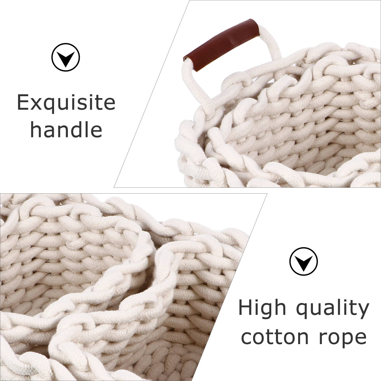 

3 pcs 1 Set Eco-Friendly Cotton Rope Nesting Baskets Storage Organizers With Handles Portable Household Storage Boxes For Daily