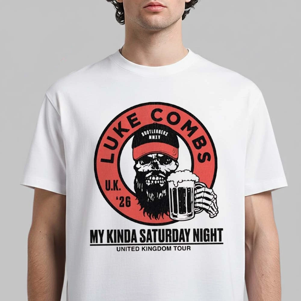 Luke Combs My Kinda Saturday Night United Kingdom Tour 2026 Merch Tshirt 100%Cotton Unisex Men‘s Women's T-Shirt Y2k Popular Tee