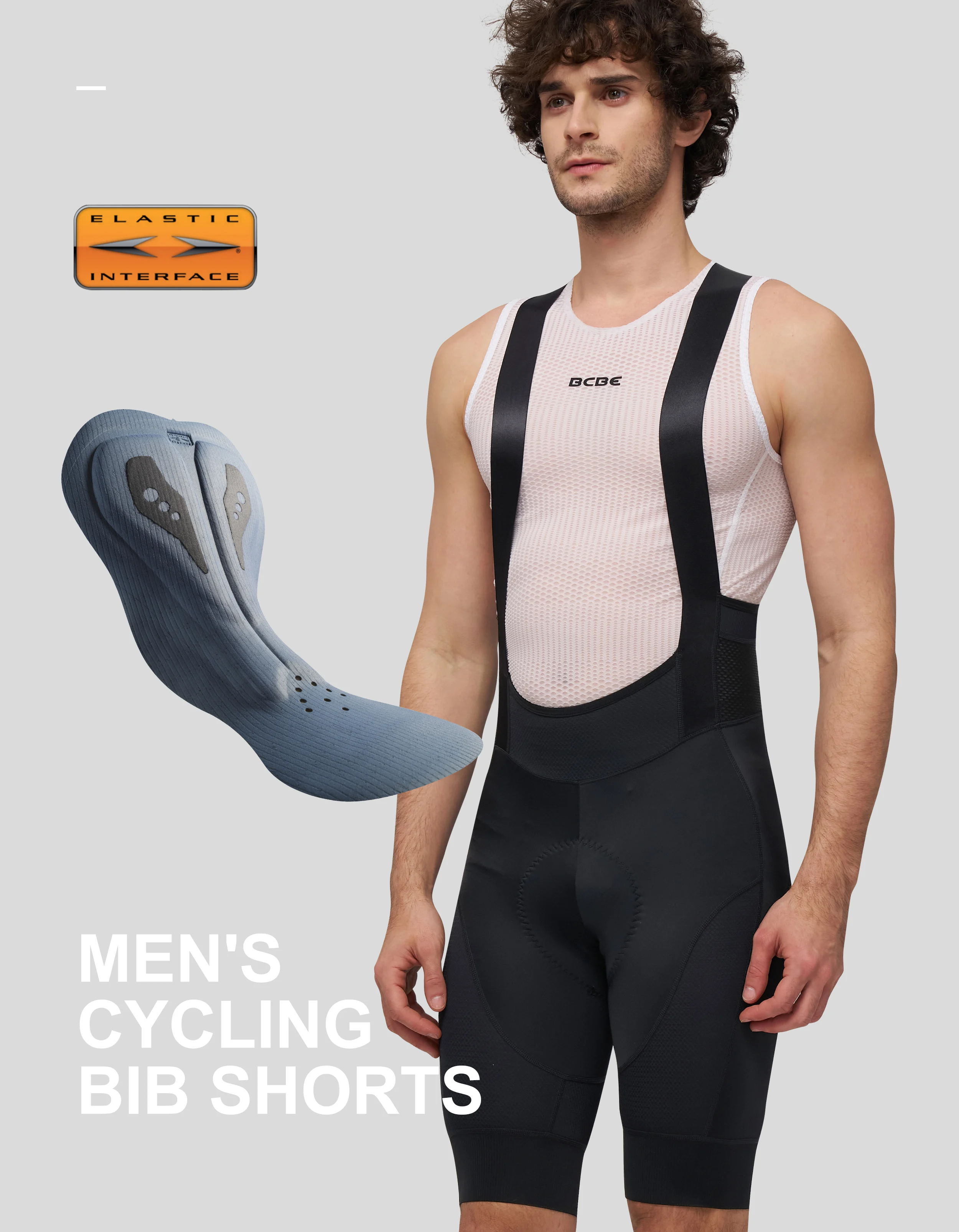 BCBE-ING Herren Radsport-Trägerhose Pro 7Hours Italy mit Elastic Interface Polsterung, MTB- und Rennrad-Trägerhose, Fahrradhose – Detail 1