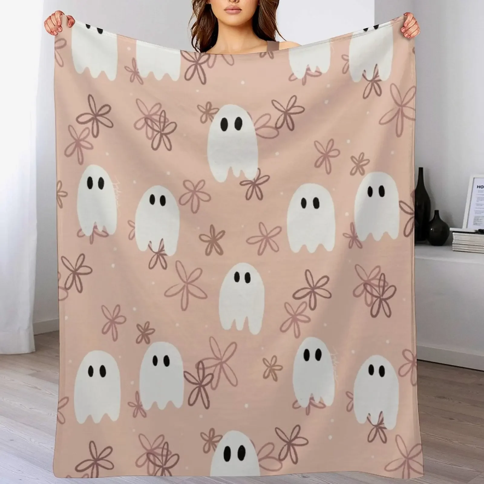 

Pink Ghost Throw Blanket christmas gifts Travel Blankets