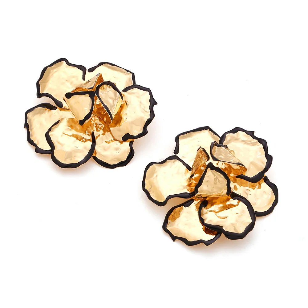 2024 New ZAA Vintage Exaggerated Big Metal Flower Drop Earrings for Women Statement Jewelry Holiday Party Accessories