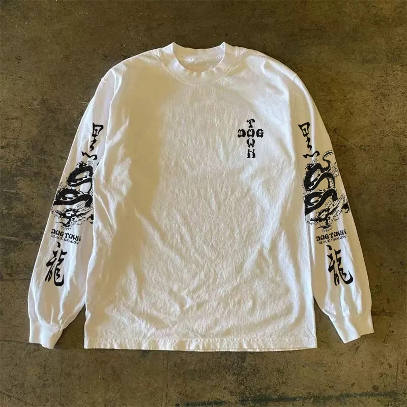 Heavyweight 310g Pure Cotton Long Sleeve T-Shirt Streetwear Versatile Retro Style Loose Fit round Neck Top for Men And Women
