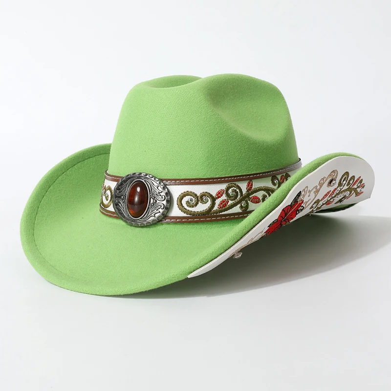 

Western cowboy hat metal turquoise new style fashion unisex jazz hat decorative cowboy hat men hat gorras para hombres