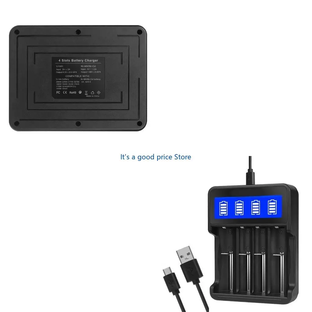 18650 Battery 4 Slots Fast for 10440 14500 16650 14650 AA AAA