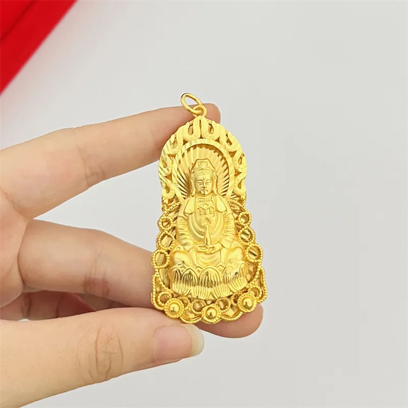 men women flame guanyin gold pendant for men women, best-selling 24K pure gold AU999 flame guanyin tag