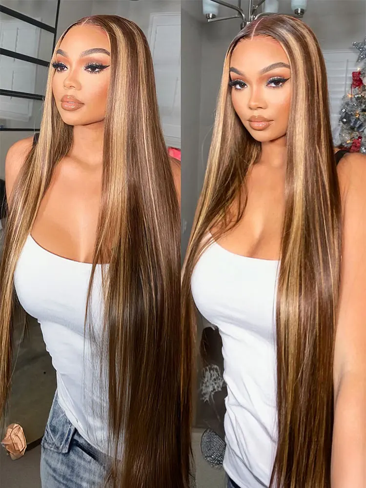 Highlight P4/27 13x4 Glueless Wig Human Hair Straight Lace Front Wig No Glue Ready To Go Brazilian Human Hair Wigs For Women