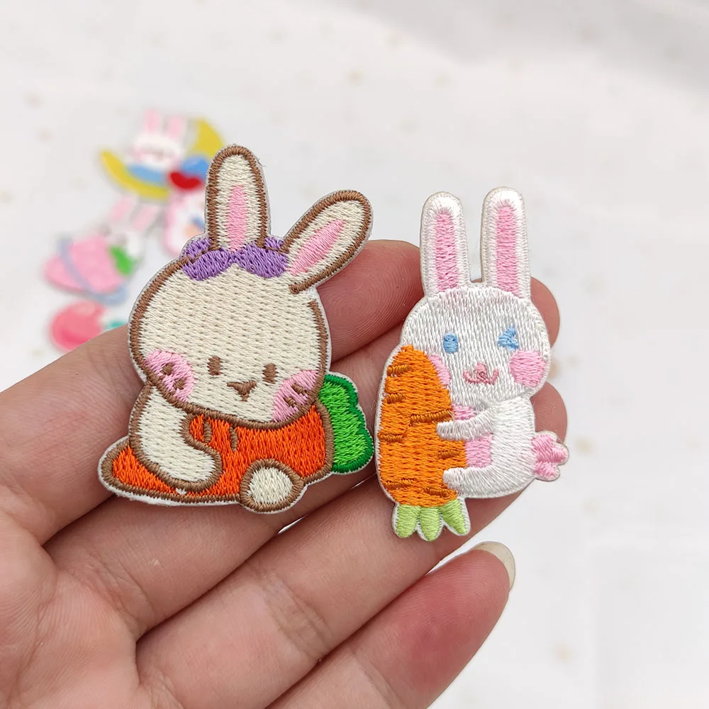 Cute Rabbit Embroidery Patches For Clothing Iron On Sticker Self-adhesive Repair Hole Patch DIY Applique Accesorios Para Ropa