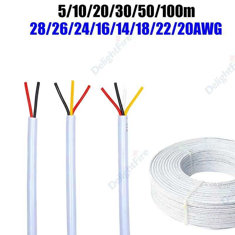 

2 3 4 Core Electrical Wires 5/10/20/30/50/100m 28 26 24 16 14 18 22 20 AWG Speaker Audio Cable For LED Strip Light Automotive