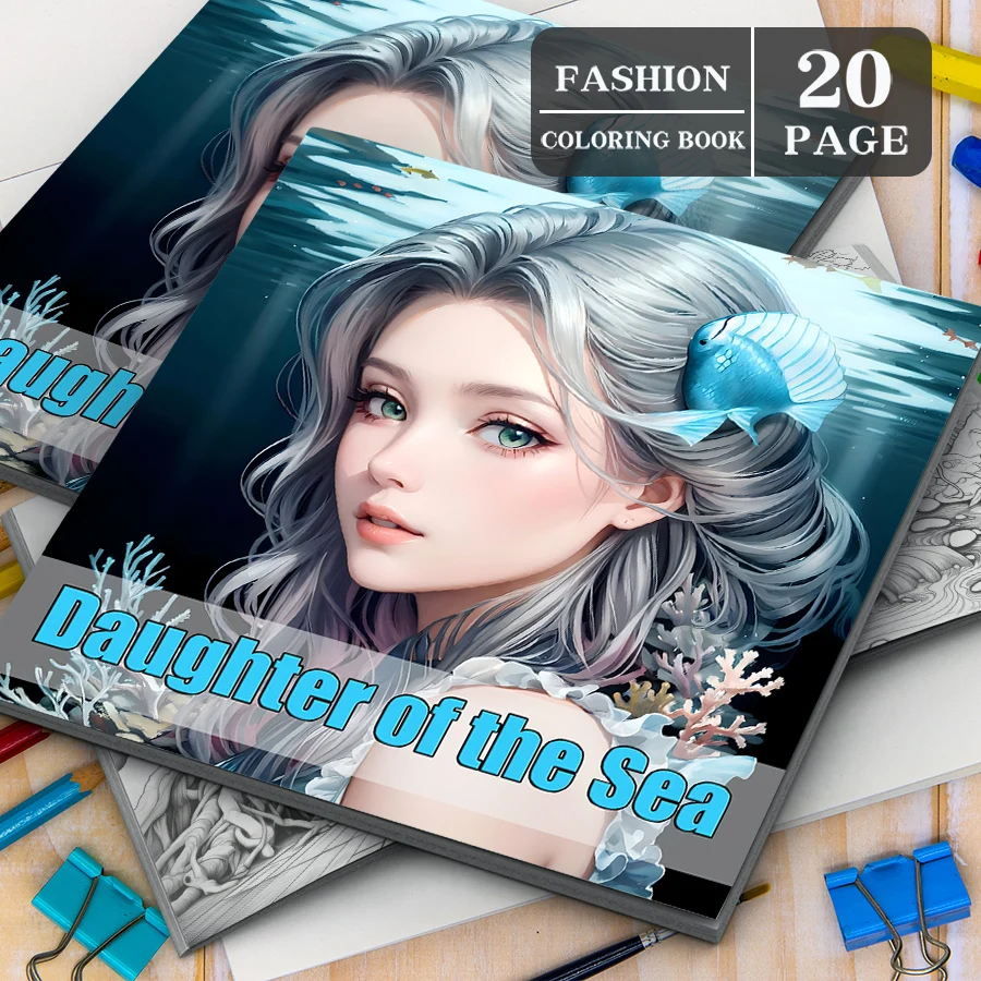 Daughter of the Sea Coloring Book 20 Page Art Graffiti Painting Drawing For Adults And Teens Featuring Birthday Party Kill Time