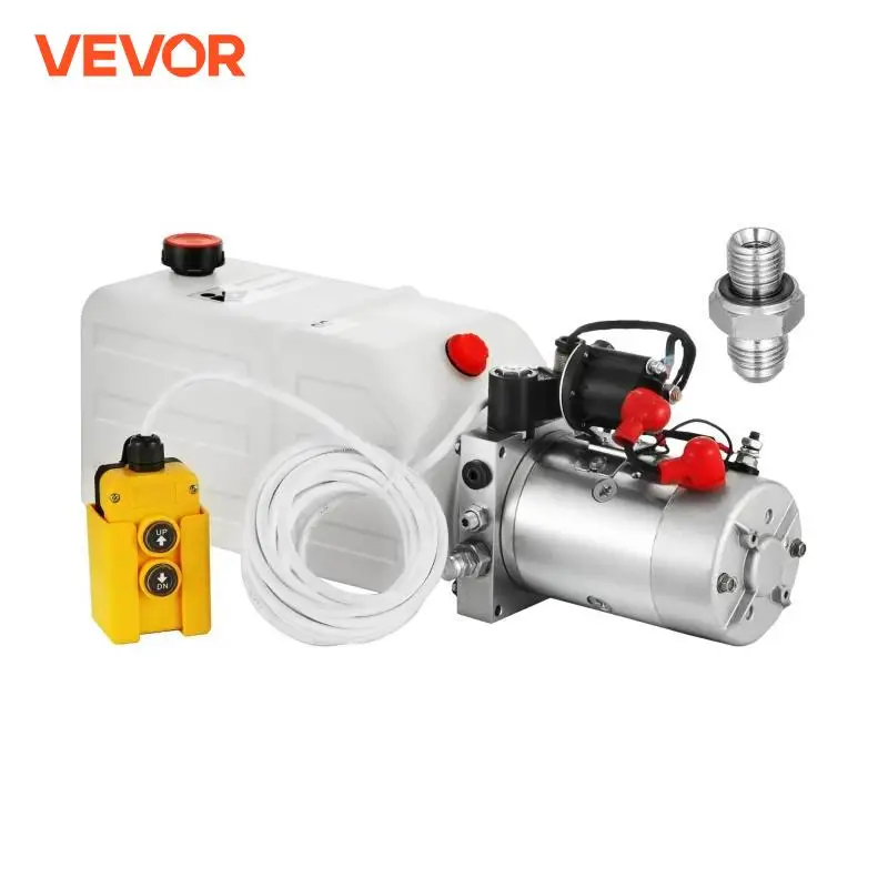 VEVOR Pompe Hydraulique à Single Effet 12 V Réservoir d'Essence 7 L pour Plates-formes de Levage