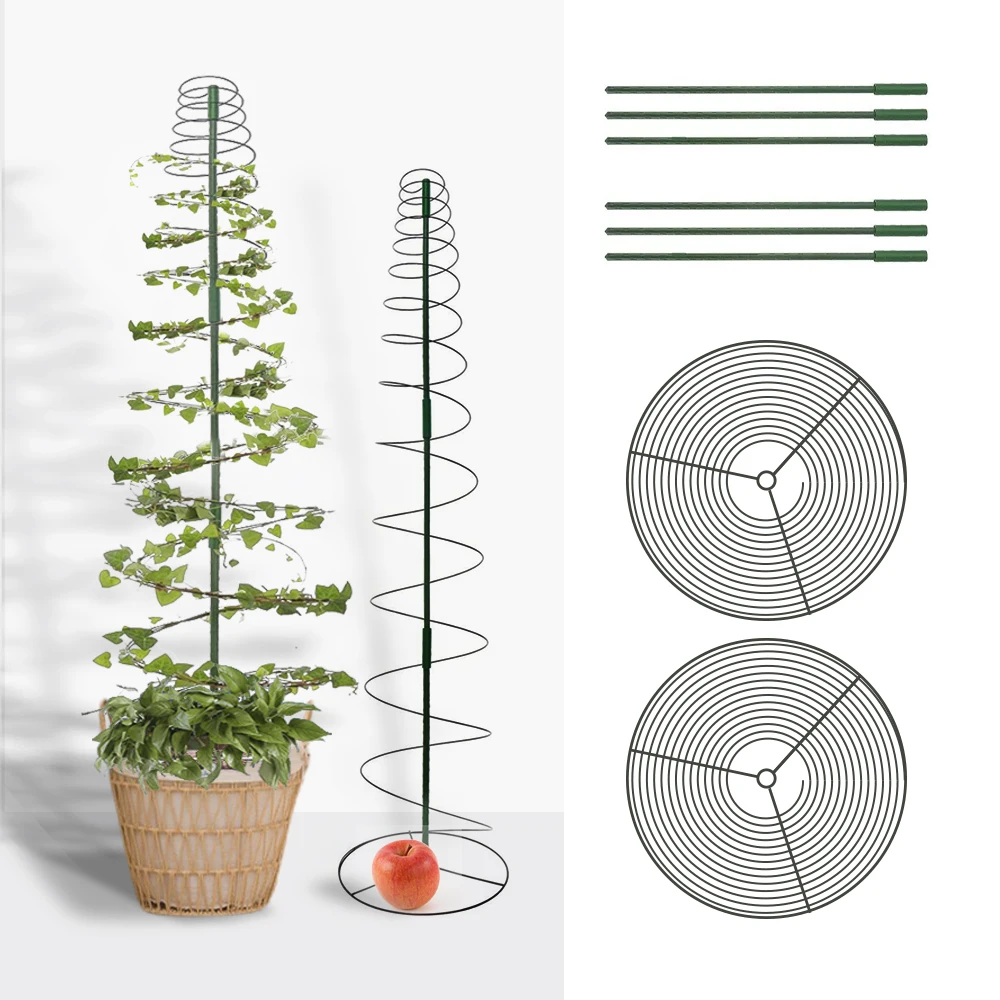 

Metal Spiral Plant Supports Vines Green Bean Plants Supporter Cage Stretchable Tomato Grow Support Rings Garden Support Climbing